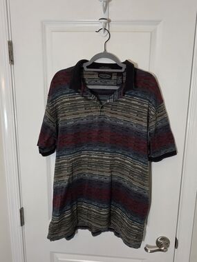 Vintage 90s Jantzen Men's Premier Golf Striped Polo Shirt Size Medium